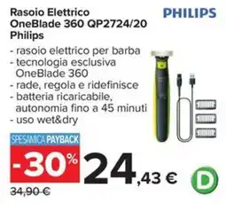 Carrefour Iper Rasoio Elettrico OneBlade 360 Philips offerta