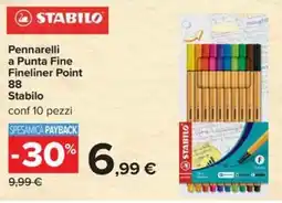 Carrefour Iper Pennarelli a Punta Fine Fineliner Point 88 Stabilo offerta