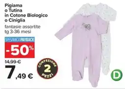 Carrefour Iper Pigiama o Tutina in Cotone Biologico o Ciniglia offerta