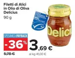 Carrefour Iper Filetti di Alici in Olio di Oliva Delicius offerta