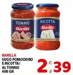 Mio Market Barilla sugo pomodoro e ricotta al tonno offerta