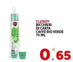Il Centro Superstore Clendy bicchieri di carta caffè bio verde offerta