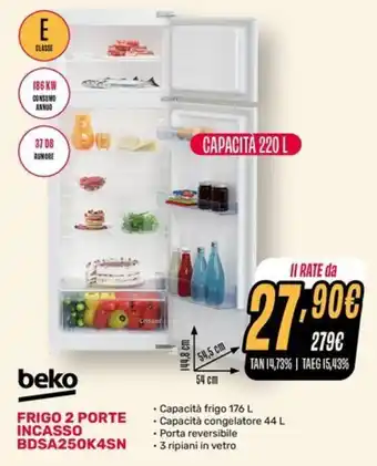 Frigo 2 porte incasso Beko