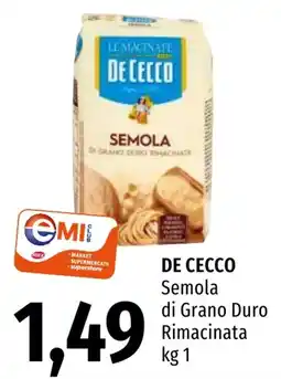 Emi Market De Cecco Semola di Grano Duro Rimacinata offerta