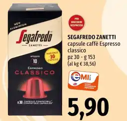 Emi Market Segafredo Zanetti capsule caffè Espresso classico offerta