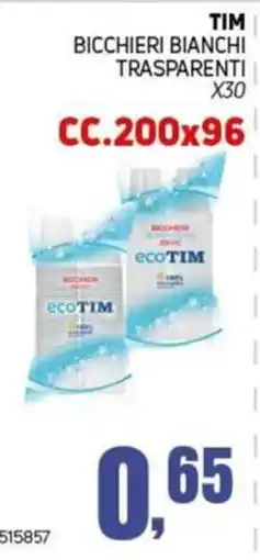 Migro Bicchieri bianchi trasparenti ecoTIM offerta