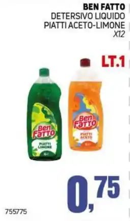 Migro Ben Fatto detersivo liquido piatti aceto-limone offerta