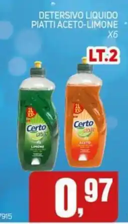 Migro Detersivo liquido piatti aceto-limone Certo offerta