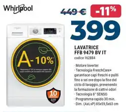 Sinergy Whirlpool lavatrice FFB 9479 BV IT offerta