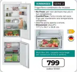 Sinergy Frigorifero combinato da incasso KIN86NSE0 Serie 2 offerta