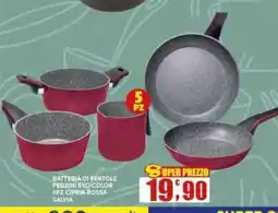 Maury's Batteria di pentole Pedrini Evo Color 5pz cipria rossa salvia offerta