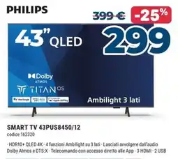 Sinergy Philips SMART TV 43PUS8450/12 offerta