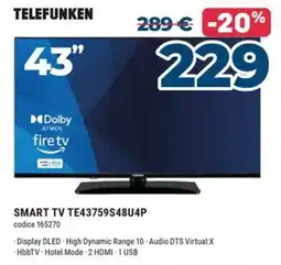 Sinergy Telefunken SMART TV TE43759S48U4P offerta