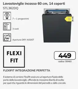 Sinergy Lavastoviglie incasso 60 cm, 14 coperti STL362DQ offerta