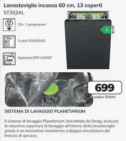 Sinergy Lavastoviglie incasso 60 cm, 13 coperti ST352AL offerta