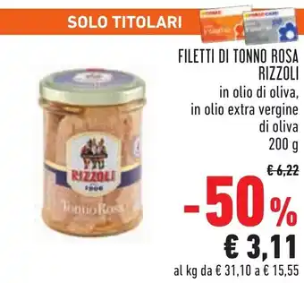 Conad Margherita Rizzoli Filetti di Tonno Rosa 200g offerta