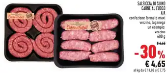Conad Margherita Aia Salsiccia di Suino Carne Al Fuoco 600g offerta