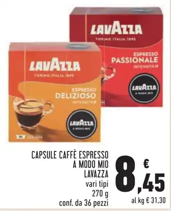 Conad Margherita Lavazza Capsule Caffè Espresso A Modo Mio 36 pezzi 270g offerta