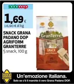 Coop SNACK GRANA PADANO DOP AGRIFORM GRANTERRE offerta