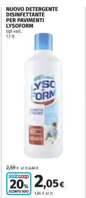 Coop NUOVO DETERGENTE DISINFETTANTE PER PAVIMENTI LYSOFORM offerta