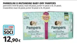 Coop PANNOLINI O MUTANDINE BABY DRY PAMPERS offerta