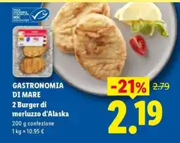 Lidl Gastronomia di Mare 2 burger di merluzzo d'Alaska offerta