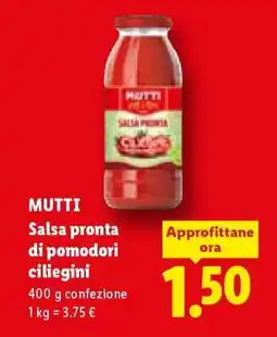 Lidl MUTTI Salsa pronta di pomodori ciliegini offerta