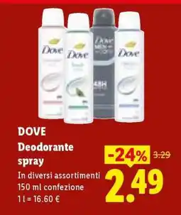 Lidl DOVE Deodorante Spray offerta
