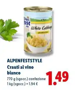 Lidl ALPENFESTSTYLE Crauti al vino bianco offerta