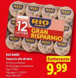 Lidl RIO MARE Tonno in Olio di Oliva offerta