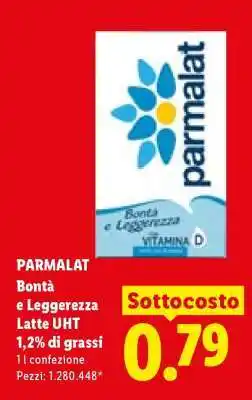 Lidl PARMALAT Bontà e Leggerezza Latte UHT 1,2% di grassi offerta