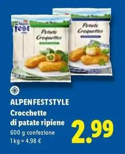 Lidl ALPENFESTSTYLE Crocchette di patate ripiene offerta