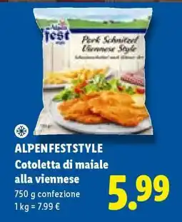 Lidl ALPENFESTSTYLE Cotoletta di maiale alla viennese offerta