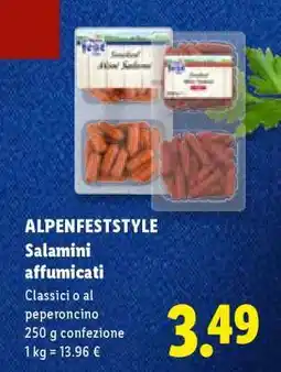 Lidl ALPENFESTSTYLE Salamini affumicati offerta