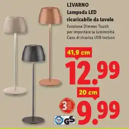 Lidl LIVARNO Lampada LED ricaricabile da tavolo offerta