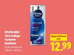 Lidl NIVEA MEN Siero antiage Hyaluron luminous offerta