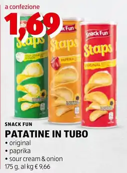 ALDI Snack Fun patatine in tubo offerta