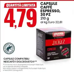 Eurospin Capsule caffè espresso Jerez offerta
