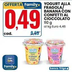 Eurospin Yogurt alla fragola/banana con confetti al cioccolato Land offerta