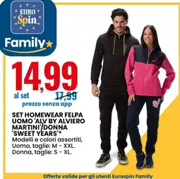 Eurospin Set homewear felpa uomo 'Alv by Alviero Martini'/donna 'Sweet Years' offerta