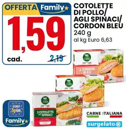 Eurospin Cotolette di pollo agli spinaci / cordon bleu offerta