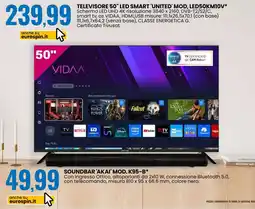 Eurospin Televisore 50" LED Smart 'United' mod. LED50KM10V offerta