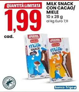 Eurospin Milk Snack con cacao offerta