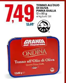 Eurospin TONNO ALL'OLIO DI OLIVA PINNA GIALLA offerta