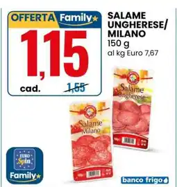 Eurospin Salame Ungherese/Milano offerta