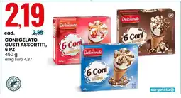 Eurospin CONI GELATO GUSTI ASSORTITI, 6 PZ offerta