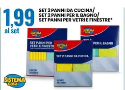 Eurospin SET 2 PANNI DA CUCINA/SET 2 PANNI PER IL BAGNO/SET PANNI PER VETRI E FINESTRE offerta
