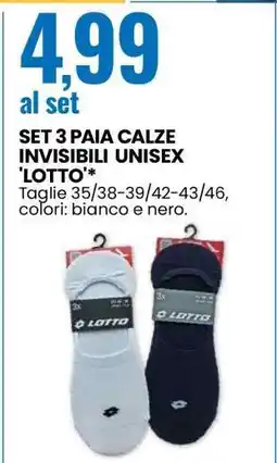 Eurospin SET 3 PAIA CALZE INVISIBILI UNISEX 'LOTTO' offerta