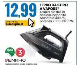 Eurospin Ferro da stiro a vapore offerta