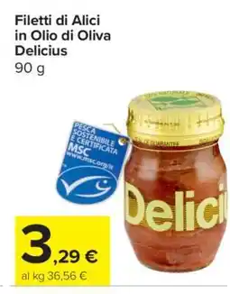 Carrefour Filetti di Alici in Olio di Oliva Delicius offerta